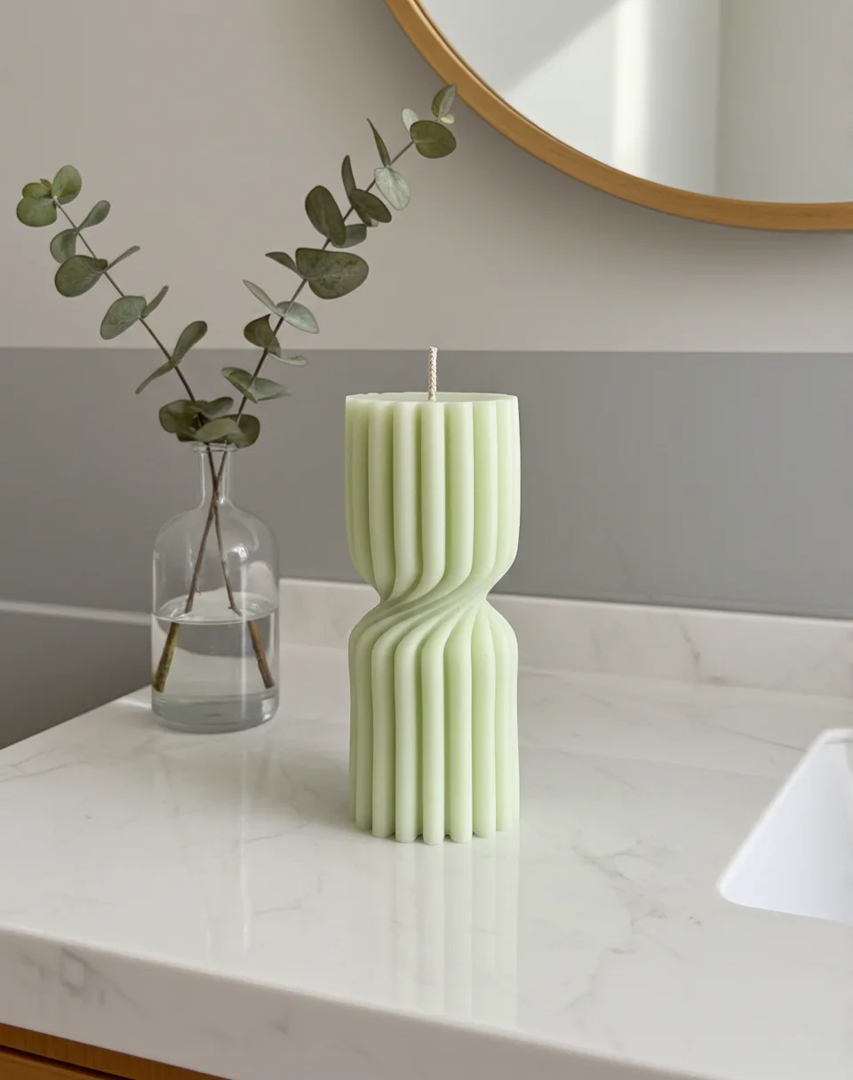 Twisted Ribbed Pillar Candle