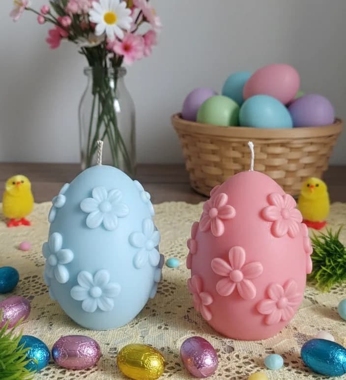 Egg with Floral Detail Candle