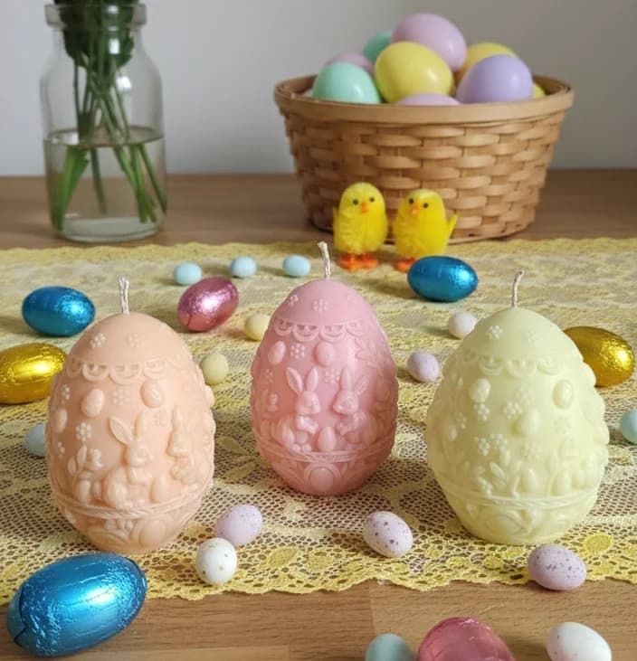 Egg with Rabbit Decoration Candle