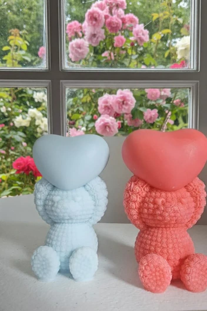 Bear with Heart Candle