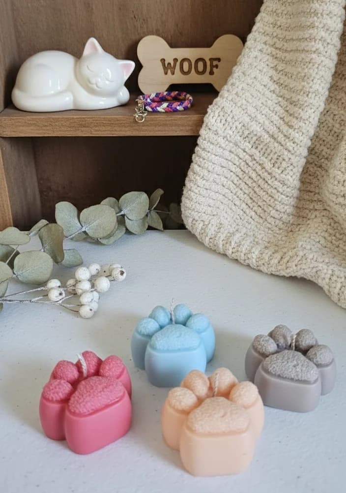 Dog Paw Print Candle
